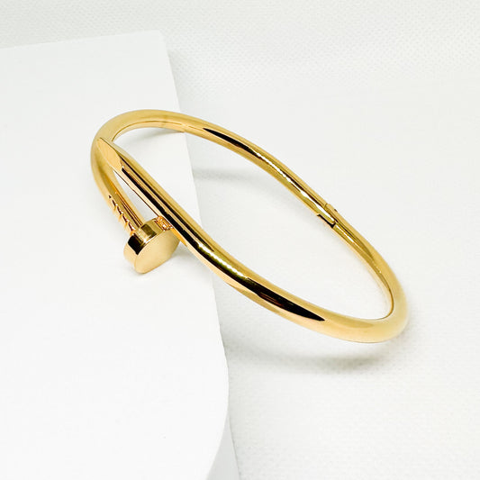 Luxury letter stainless steel 18k gold plated bangle opened waterproof